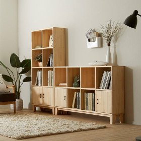 네시스 쏘론 가로세로 원목 책장 1400_도어형 GM265C