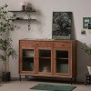 헤이즐 원목 그릇장 강화 모루유리 장식장 서랍 수납장 1200 GM388C